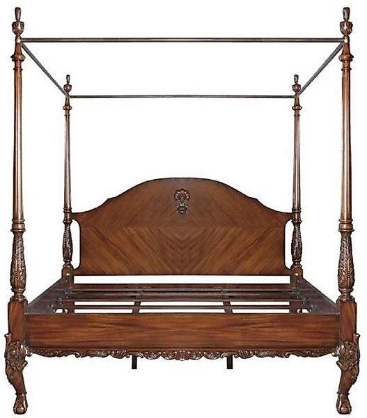 Casa Padrino Bett Doppelbett Dunkelbraun - Handgefertigtes Massivholz Bett günstig online kaufen