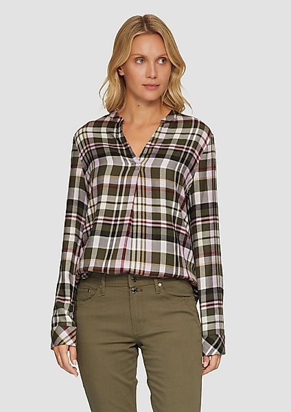 s.Oliver Langarmbluse Bluse Karierte Bluse aus Viskosemix und Krempel-Detai günstig online kaufen