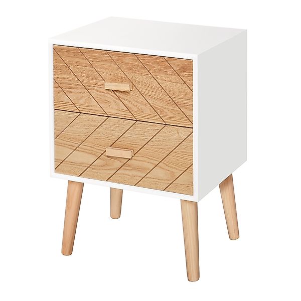 HOMCOM Nachttisch Nachtkommode Flurkommode mit Schubladen Holz weiß + natur günstig online kaufen