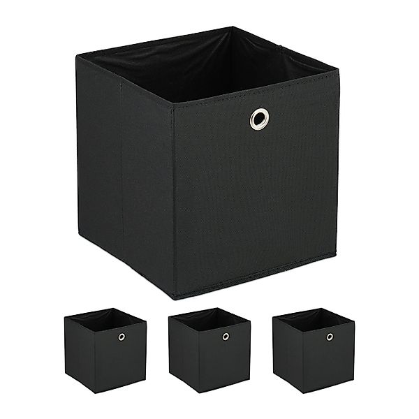 relaxdays Aufbewahrungsbox Schwarze Aufbewahrungsbox im 4er günstig online kaufen