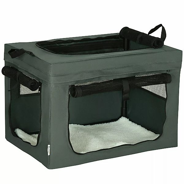 PawHut Hundetasche mit Meshfenster Kissen für Hunde Oxford Grau 60 x 42 x 4 günstig online kaufen