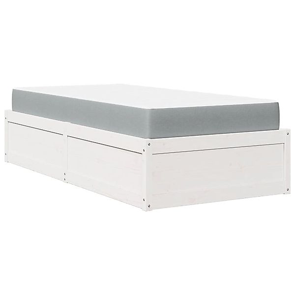 vidaXL Bett mit Matratze Weiß 90x200 cm Massivholz Kiefer 3281944 günstig online kaufen