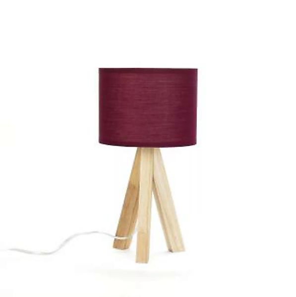 Nachttischlampe Holz Stoff Dreibein E14 Skandinavisch günstig online kaufen