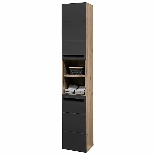 Hochschrank Vista Oak Eiche Viking Nachbildung schwarz matt B/H/T: ca. 34x1 günstig online kaufen