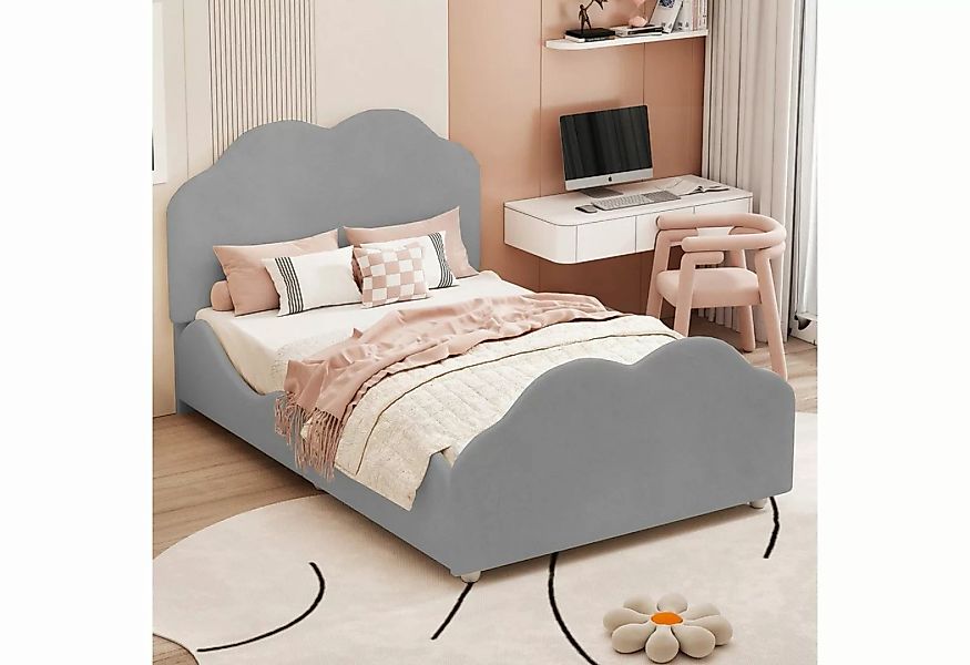 Flieks Kinderbett, süße Wolkenform Einzelbett Polsterbett 90x200cm Samt günstig online kaufen