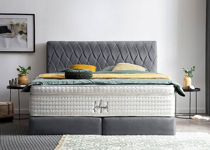 BettCo Boxspringbett Lyon (in Anthrazit Webstoff, 140 x 200 cm), handgefloc günstig online kaufen