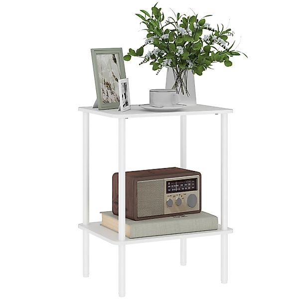 HOMCOM Couchtsich  Spanplatte Metall Weiß 40L x 30B x 52,5H cm günstig online kaufen
