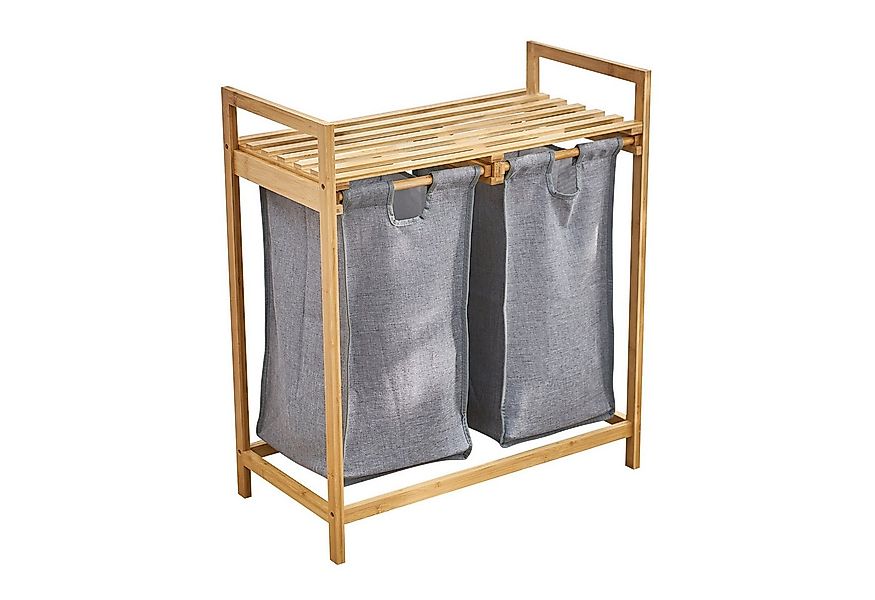 SVITA Wäschekorb, SULA, Wäschesammler mit 2 Fächern, Ablagefläche, Bambus, günstig online kaufen
