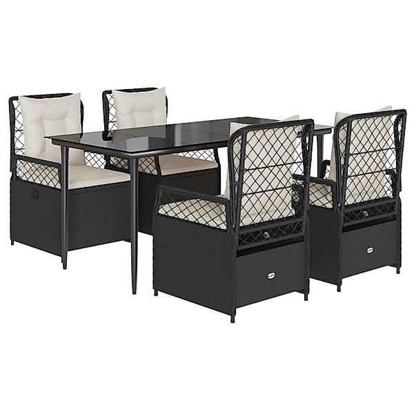 vidaXL 5-Tlg Garten-Essgruppe mit Kissen Schwarz Poly Rattan 3262960 günstig online kaufen