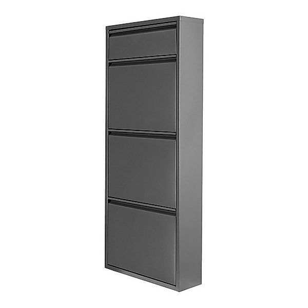 en.casa Schuhschrank »Sokndal« mit 3+1 Klappen Metall Grau günstig online kaufen