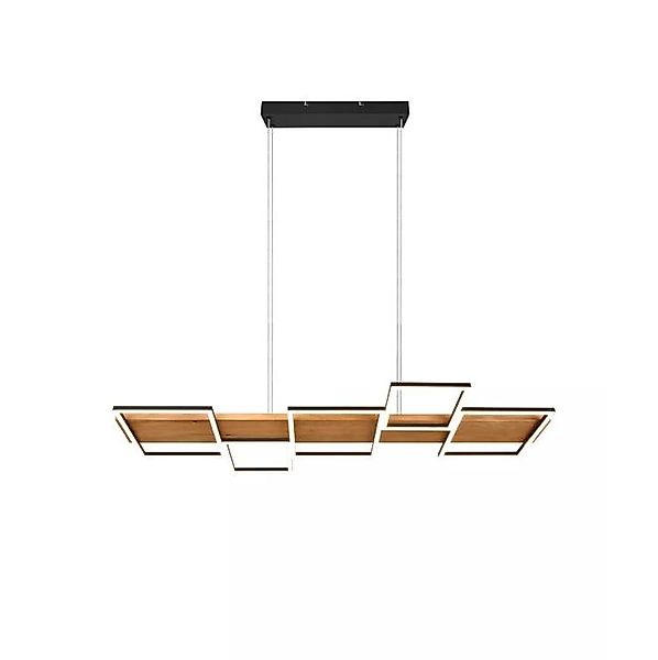 LED-Pendelleuchte Matt 1 Stück Metall / Holz Hellbraun, Schwarz günstig online kaufen