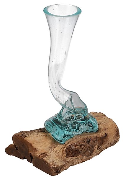 Guru-Shop Dekovase Spiralförmige Vase, Glasvase Wurzelholz günstig online kaufen