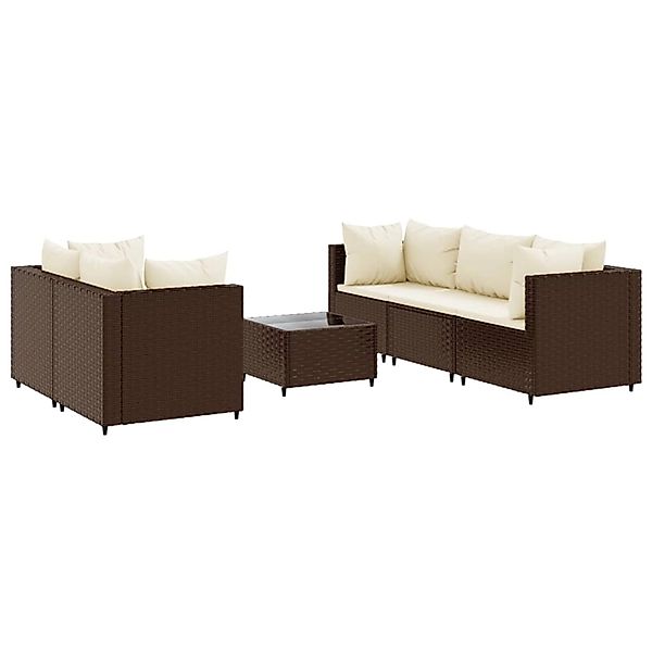 vidaXL 6-tlg Garten-Lounge-Set mit Kissen Braun Poly Rattan Modell 24 günstig online kaufen