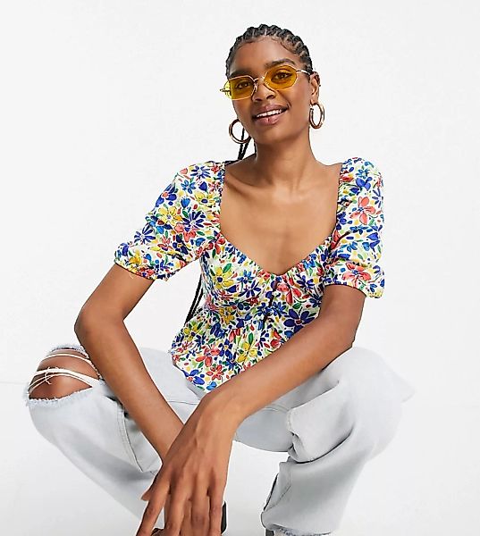 Topshop Tall – Bluse mit Blumenmuster-Mehrfarbig günstig online kaufen