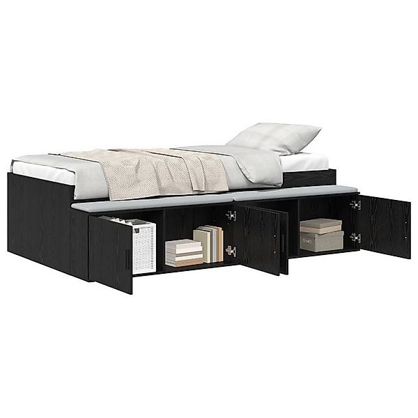 vidaXL Bett Stauraum Bettgestell Schwarz Eiche 90x190 cm (1-tlg) günstig online kaufen