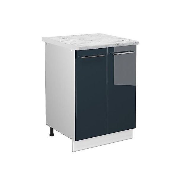 Vicco Küchenunterschrank Fame-Line Dunkelblau Hochglanz/Weiß 60 cm AP Marmo günstig online kaufen