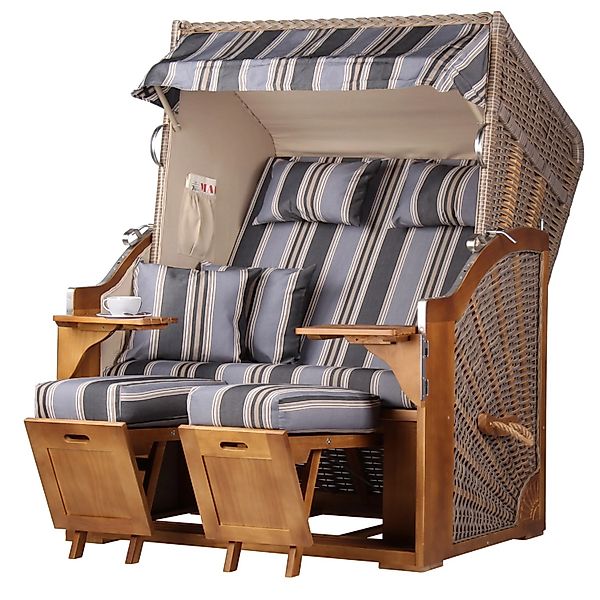 bene,iving Strandkorb Komplettset Schleswig Pinie Zweisitzer PE Mokka Model günstig online kaufen