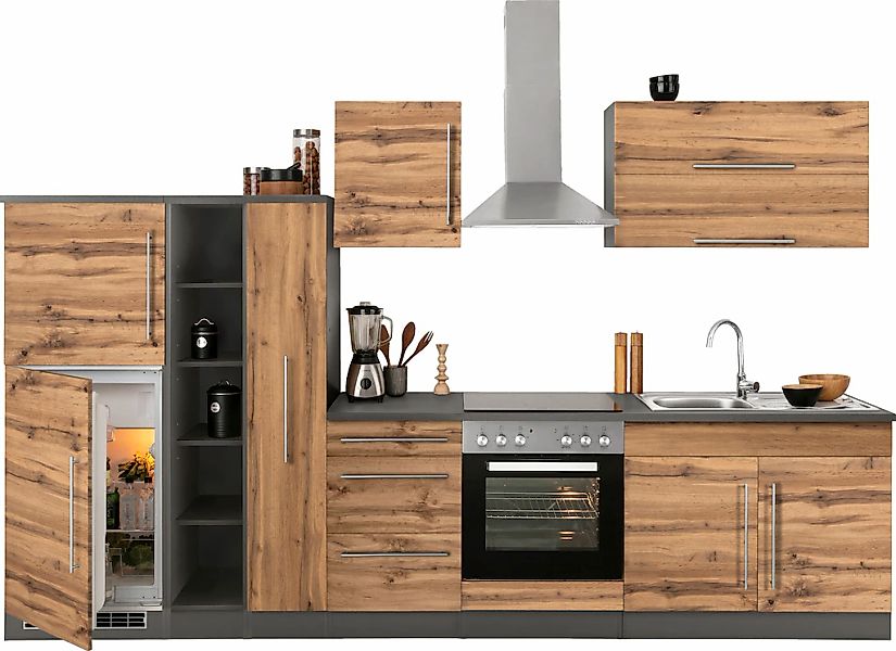 KOCHSTATION Küchenzeile »KS-Samos« Breite 330 cm, wahlweise mit E-Geräten, günstig online kaufen