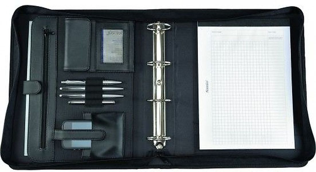 Alassio® Schreibmappe Tagungsmappe Arezzo I A4 Leder schwarz günstig online kaufen