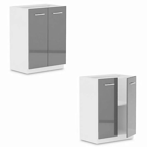Roysson Home Unterschrank Küchenschrank Unterschrank 60 cm Grau (Hochglanz) günstig online kaufen