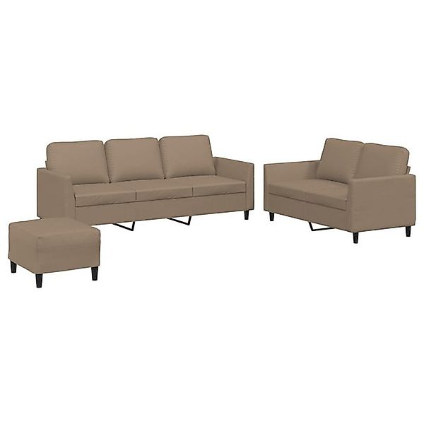 vidaXL Sofa, 3-tlg. Sofagarnitur mit Kissen Cappuccino-Braun Kunstleder günstig online kaufen