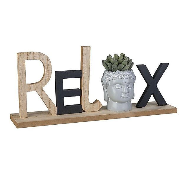MICA Dekoobjekt Schriftzug - Relax - mit Kunstblume - ca. 38 x 8 x 16 cm günstig online kaufen