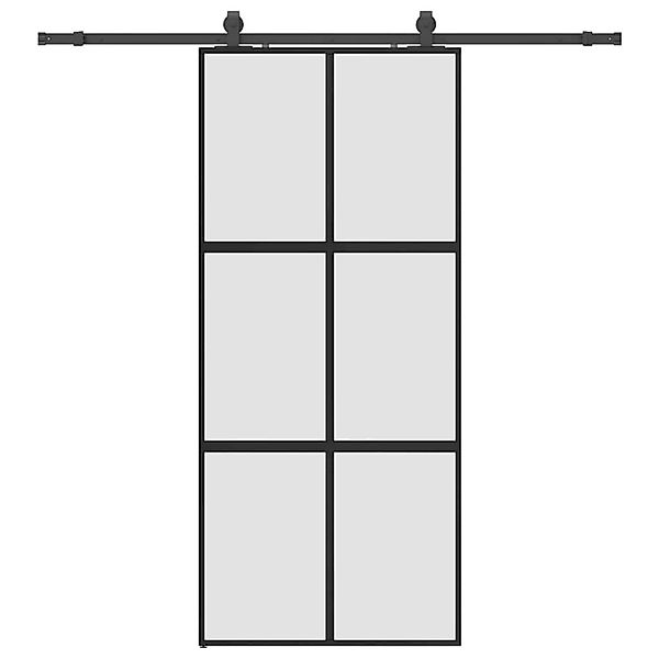 vidaXL Schiebetür mit Beschlag Schwarz 90x205 cm Hartglas 3375881 günstig online kaufen