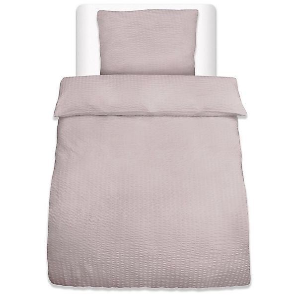 Beautissu 2tlg Seersucker Bettwäsche 135x200 cm & Kopfkissen 80x80 cm Taupe günstig online kaufen