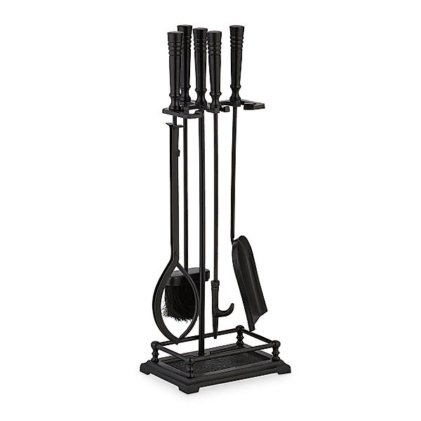 relaxdays Kamingarnitur 5-teiliges Kaminbesteck in Schwarz günstig online kaufen