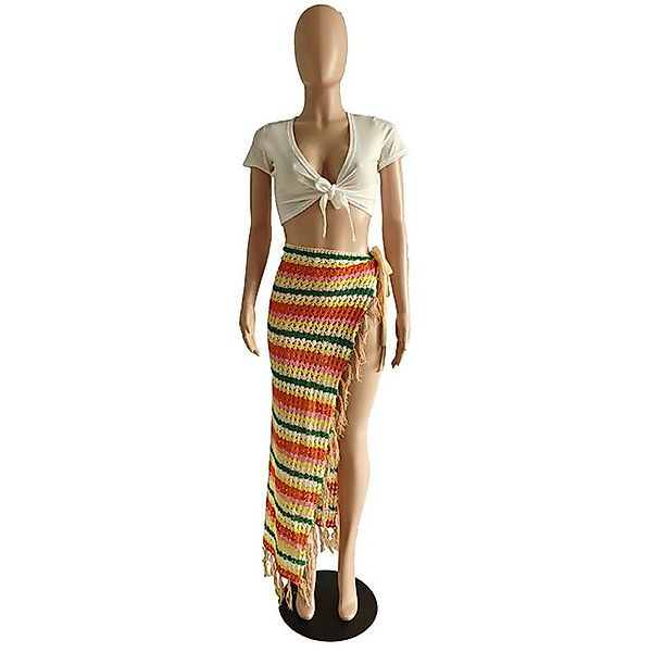 RWEUOQ Strandkleid Strandkleid hohe Taille geteilter Strick zum Binden am S günstig online kaufen