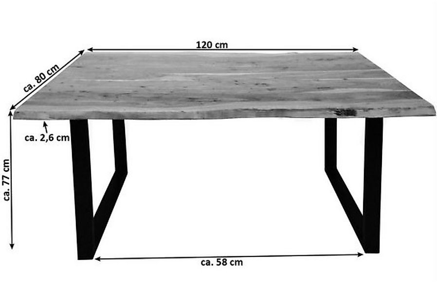 SAM® Baumkantentisch Quarto, Akazienholz, Baumkante, Metallgestell günstig online kaufen
