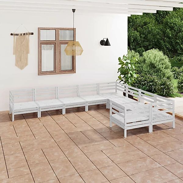 9-tlg. Garten-lounge-set Weiß Massivholz Kiefer günstig online kaufen