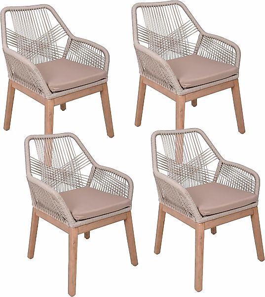 Garden Pleasure Armlehnstuhl "POMONA, braun, 4er Set", (Set), 4 St., braun günstig online kaufen