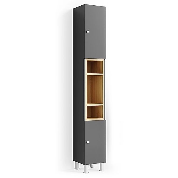Vicco Badschrank Aquis Anthrazit/Sonoma 30 x 200 cm günstig online kaufen