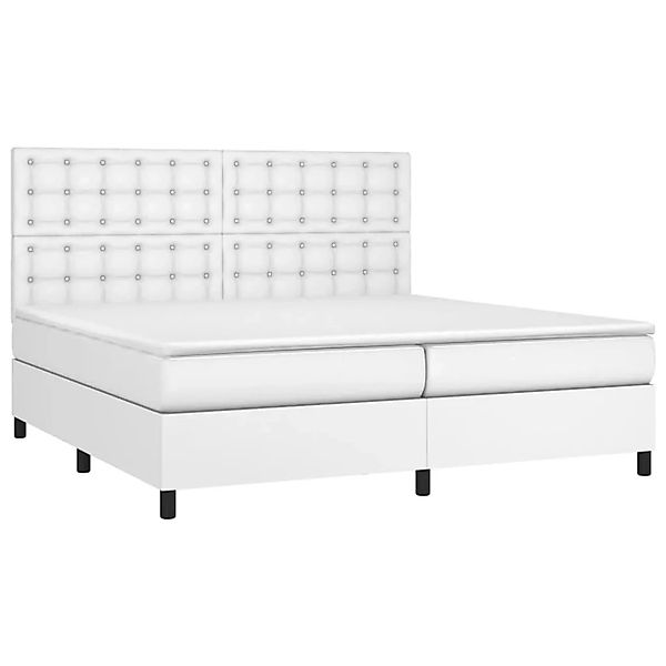 vidaXL Boxspringbett mit Matratze & LED Weiß 200x200 cm Kunstleder 3135964 günstig online kaufen