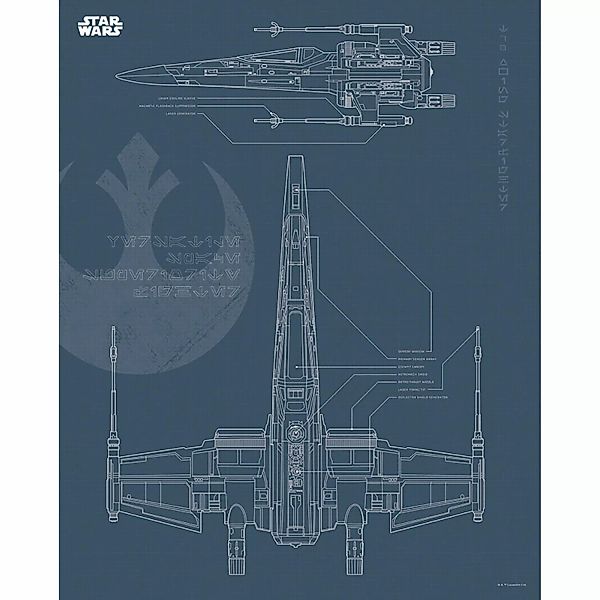 Disney Poster Star Wars X-Wing Dunkelblau 40 x 50 cm 611686 günstig online kaufen