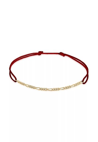Elli Armband "Figaro-Kette Rot Nylon Verstellbar 925 Silber" günstig online kaufen