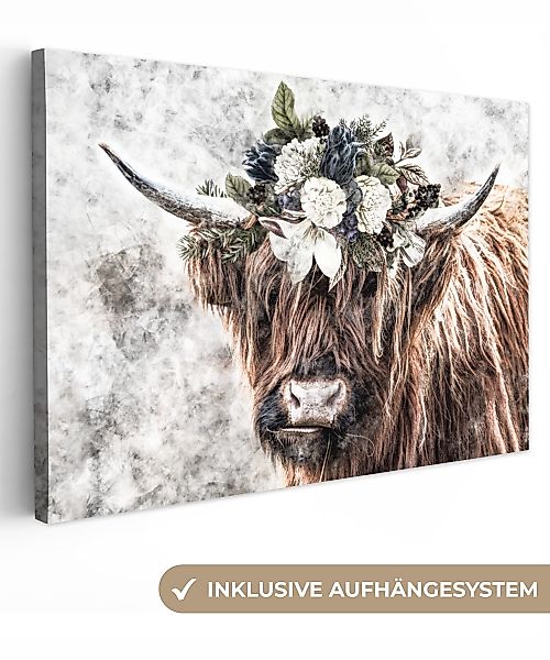 OneMillionCanvasses® Leinwandbild Schottischer Highlander - Rauch günstig online kaufen