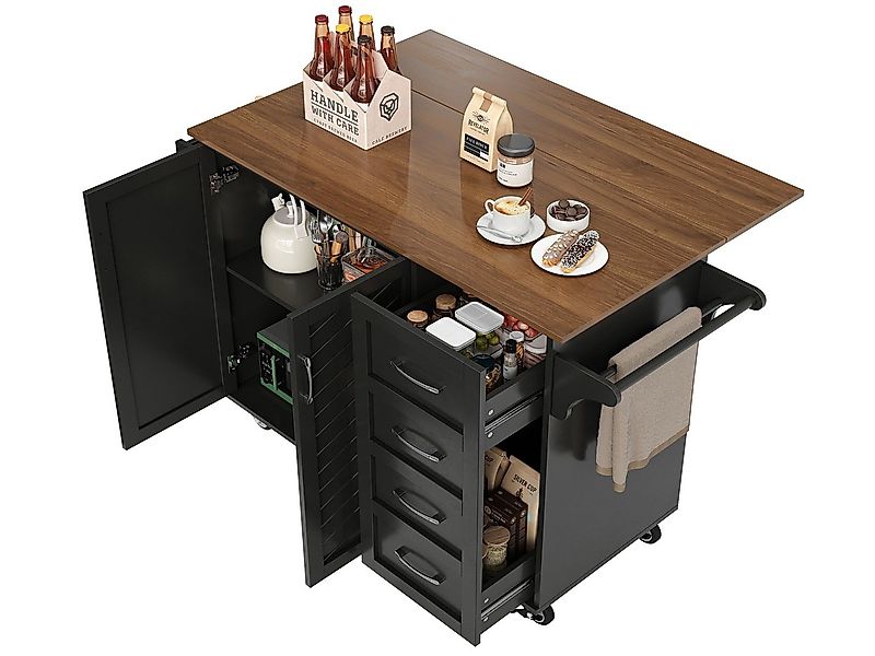 SeedWave Kücheninsel mit klappbarer Arbeitsplatte, Buffet-Schrank mit verst günstig online kaufen