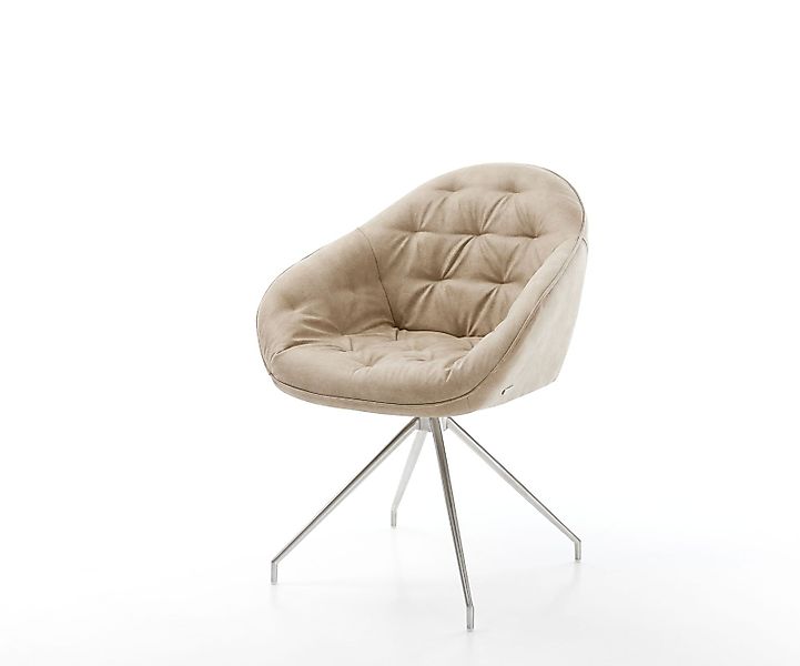Esszimmerstuhl Gaio-Flex Mikrofaser Beige Vintage Kreuzgestell konisch Edel günstig online kaufen