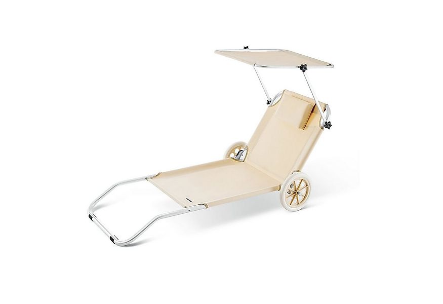 Casaria Gartenliege Kreta, Sonnenliege faltbar Liegestuhl Dach Rollen Kisse günstig online kaufen