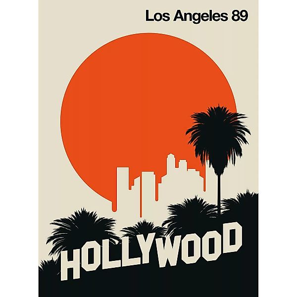 Fototapete Slogan Hollywood Palmen Orange Beige 2,00 m x 2,70 m FSC® günstig online kaufen
