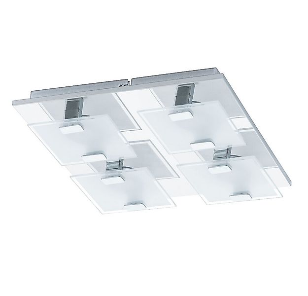 EGLO Deckenleuchte "VICARO" 4-flammig, Glas, silber, 10W, warmweiß, 720lm, günstig online kaufen