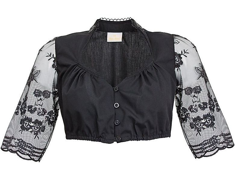 Pierre Marcel Die Bluse Dirndlbluse mit Spitze und Pailletten 5125 - Schwar günstig online kaufen