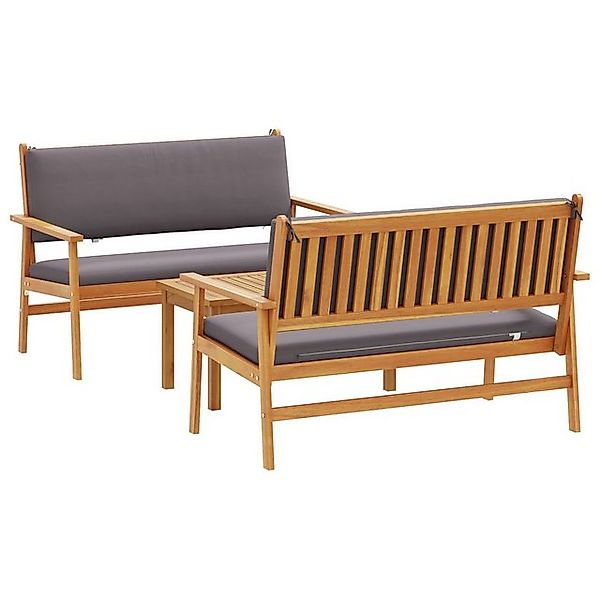 vidaXL Loungesofa 3-tlg. Garten-Sofagarnitur mit Kissen Massivholz, 3 Teile günstig online kaufen