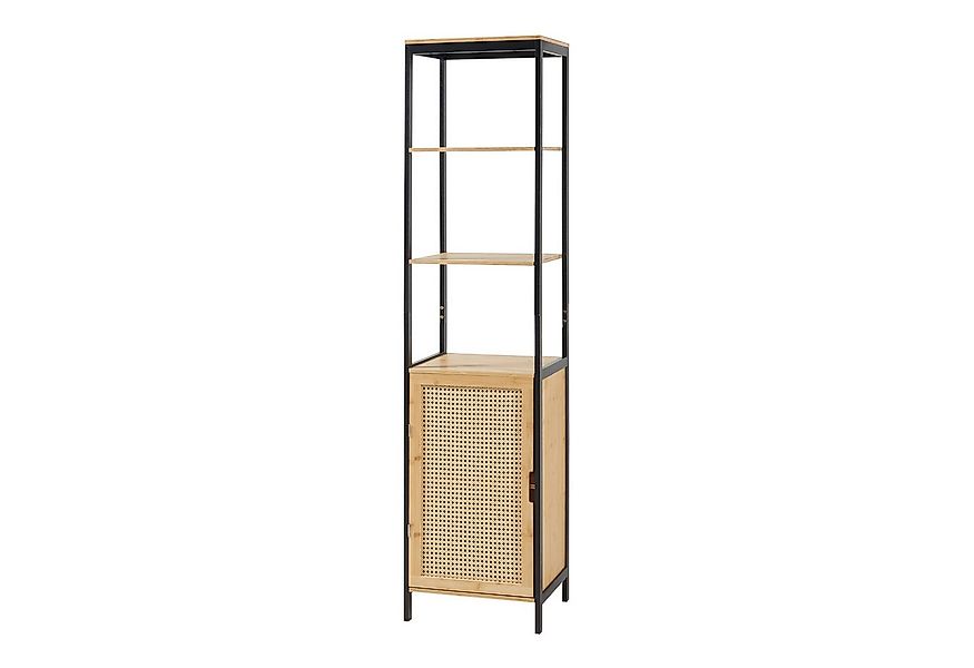 en.casa Badregal, »Tervola« Hochschrank 172x40x35cm Bambus/Rattanoptik Schw günstig online kaufen