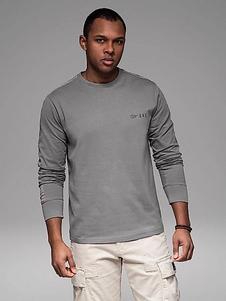 OMBRE Longsleeve Longsleeve aus Baumwolle mit U-Ausschnitt, Streifen und Br günstig online kaufen