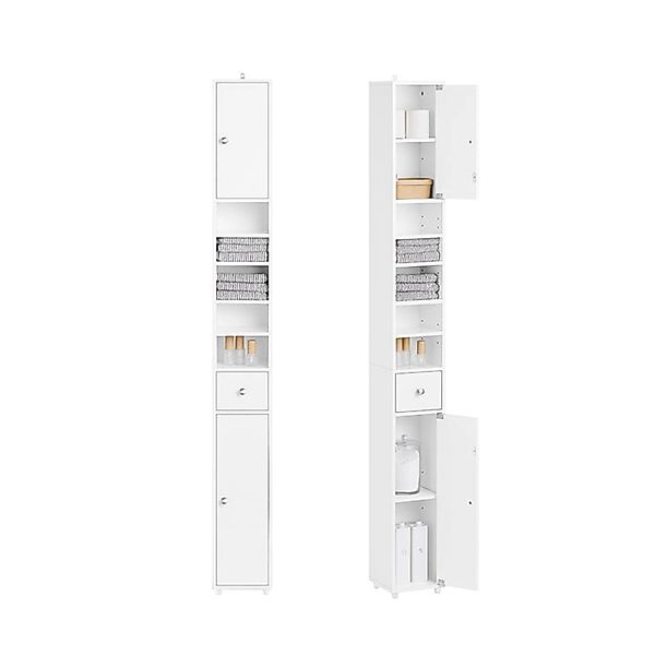 SoBuy Hochschrank mit 5 Fächern und 1 Schublade Hochglanz Weiß BZR167-GW günstig online kaufen