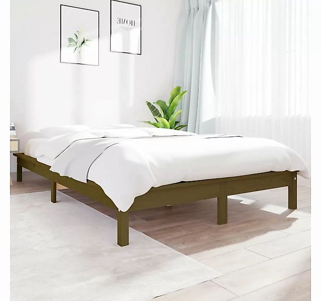 furnicato Bett Massivholzbett Honigbraun 160x200 cm Kiefer günstig online kaufen