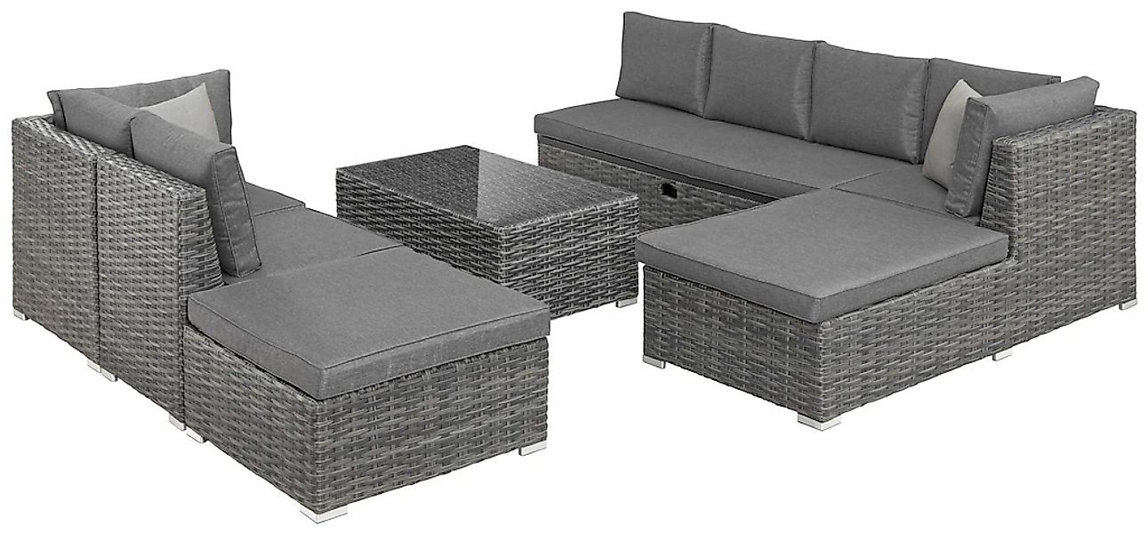 KONIFERA Gartenlounge-Set "New York" 1x 3er AZ-Sofa, 1x Ecke, 1x Sessel, 1x günstig online kaufen
